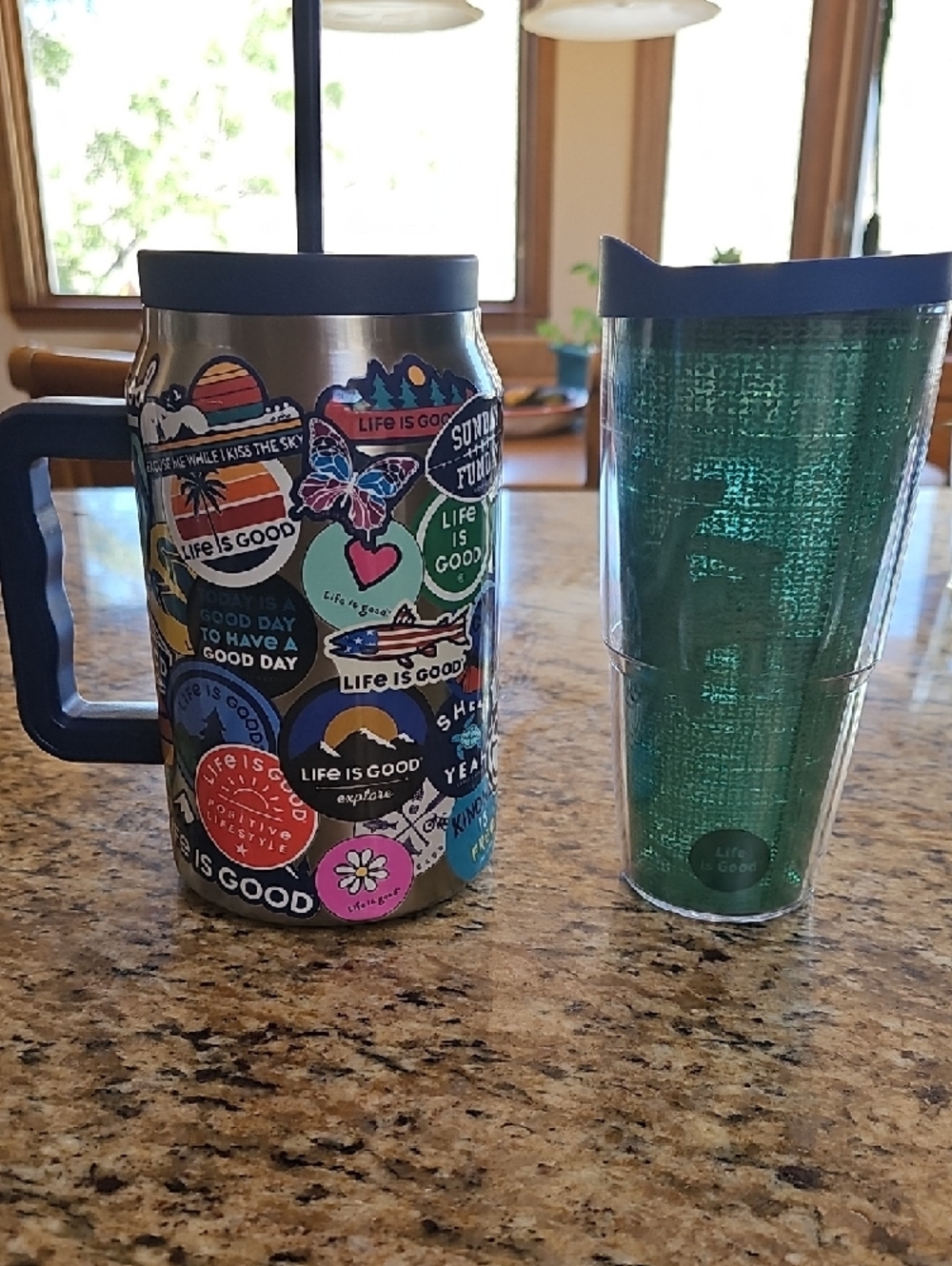 Life Is Good Sticker-Pattern Stainless Travel Mug & Jake Adirondack Tumbler Set - Picture 7 of 13